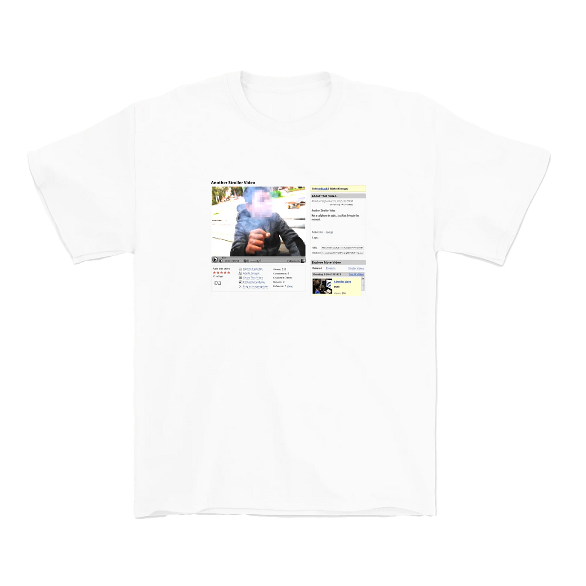 STROLLER VIDEO WHITE T-SHIRT